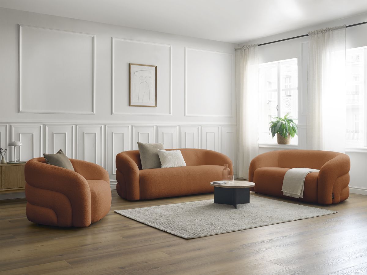 Vaste rechte bankset 3 + 2 zitplaatsen + draaifauteuil ELINA badstof